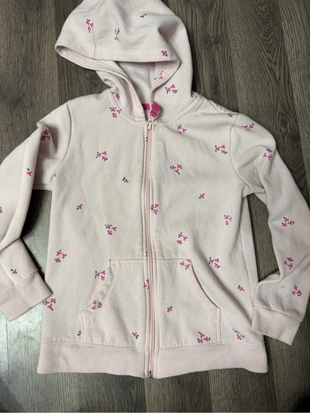Girls' Light Pink Floral Zip Hoodie and matching sweatpants